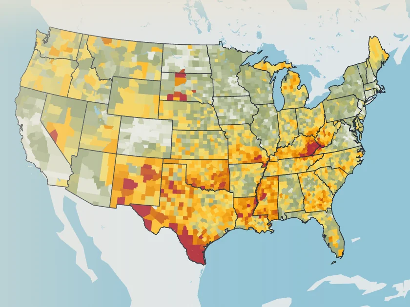 The U.S. Hunger prototype: a county-by-county map of food insecurity across the United States