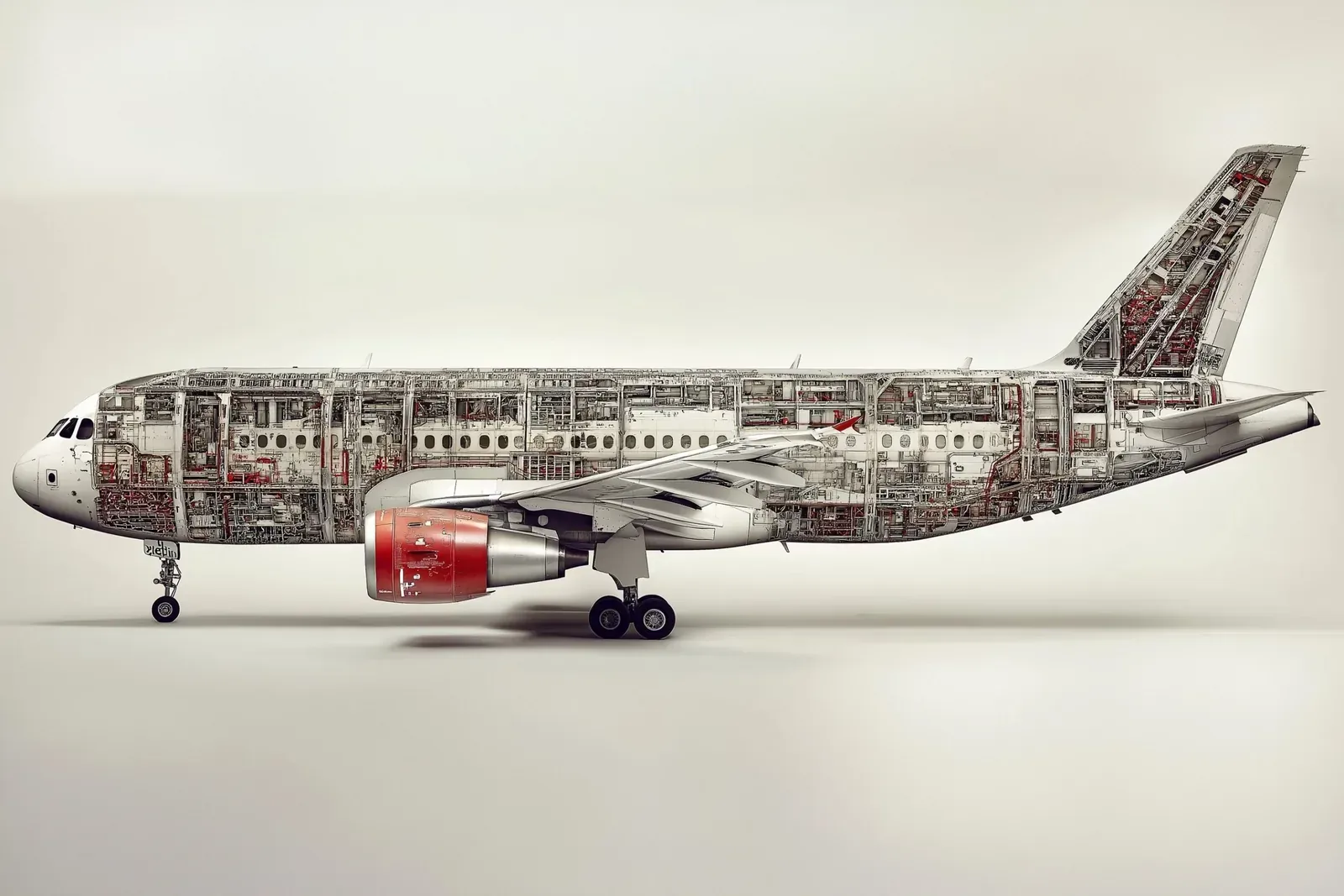 An airliner rendered against a white studio ground