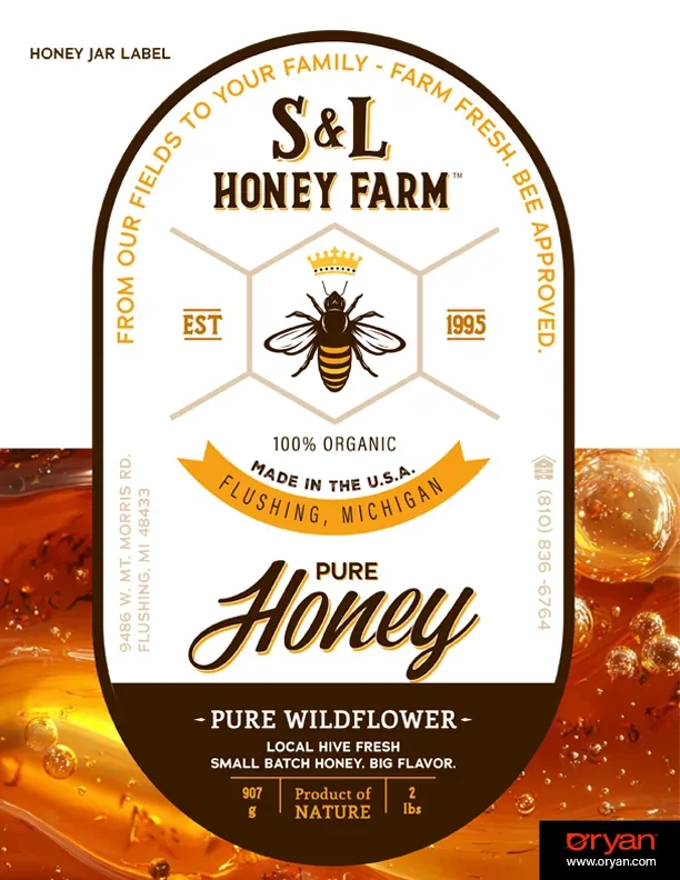 S&L Honey Farm jar label